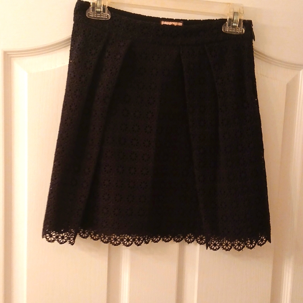 Juicy Couture Black Lace Mini A-Line Skirt with Pleats